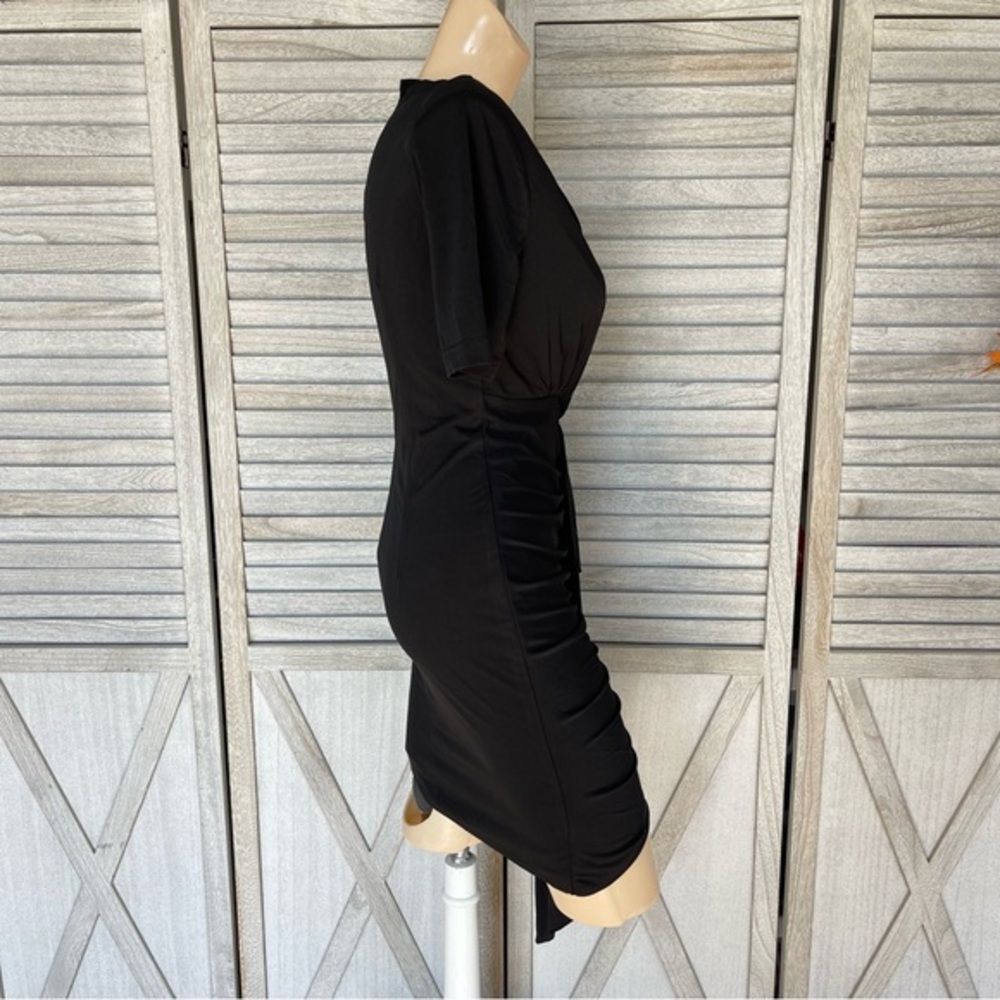 INA BLACK DRESS WITH SIDE RUCHING AND TIE DETAIL - Picture 9 of 14
